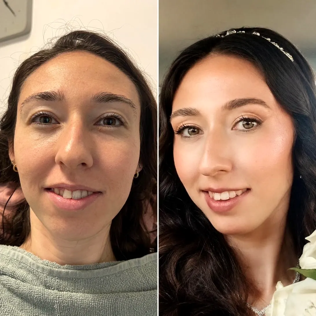 La misma novia antes y después del maquillaje
